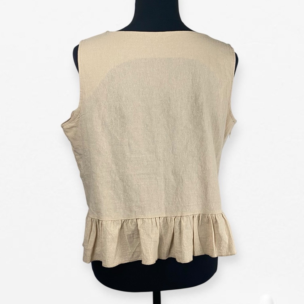Tan beige 100% cotton Sleeveless Flowy Ruffle Top and matching Shorts XL - Picture 5 of 12